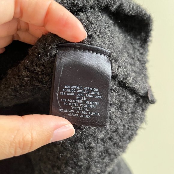 Anthropologie MOTH Black Wool Alpaca Boat Neck knit fuzzy pullover sweater Sz M - Picture 3 of 5